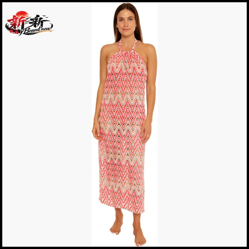 Polyester Maxi Dress With Crochet Embellishment For Beach Cover-Up